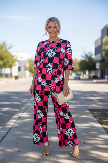Western checkered & dice top pant women boutique set Southern Stitch HQ17586