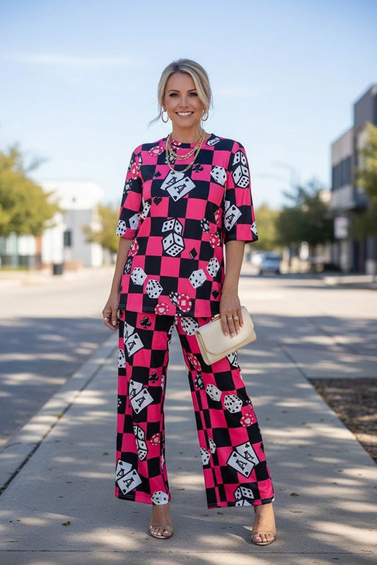 Western checkered & dice top pant women boutique set Southern Stitch HQ17586