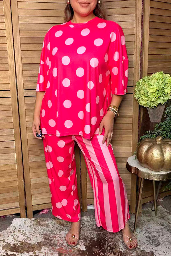 Western pink polka dots & stripes women boutique set Southern Stitch HQ17588