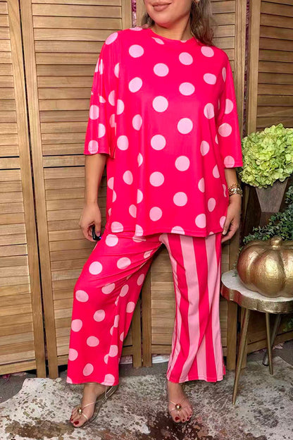 Western pink polka dots & stripes women boutique set Southern Stitch HQ17588