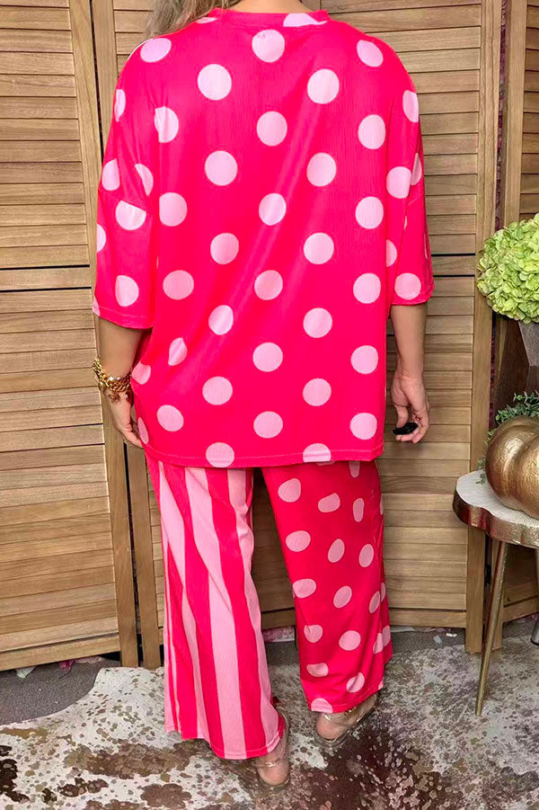Western pink polka dots & stripes women boutique set Southern Stitch HQ17588