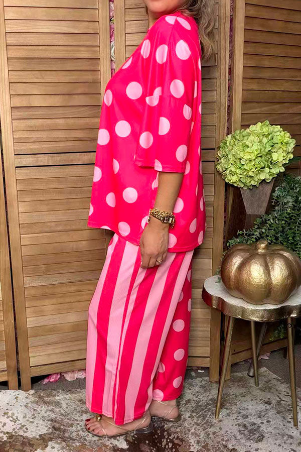 Western pink polka dots & stripes women boutique set Southern Stitch HQ17588