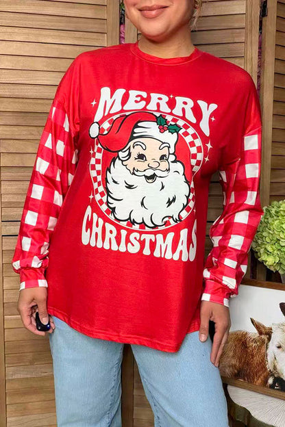 Merry Christmas & Santa long sleeve women's boutique top Southern Stitch HQ17590