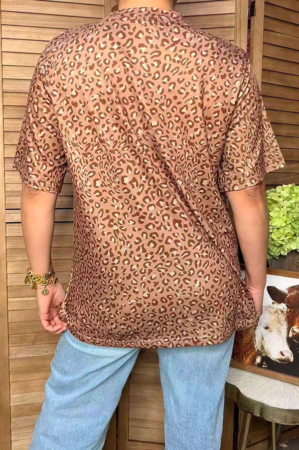 Western Merry & bow & leopard printed women's boutique top Southern Stitch HQ17592
