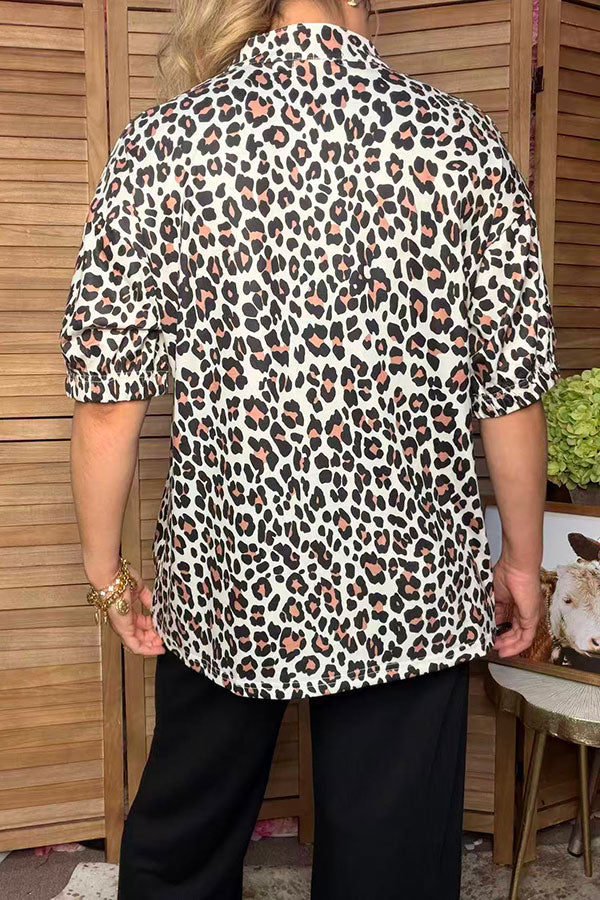 Western leopard print short sleeve women's boutique top Southern Stitch HQ17594