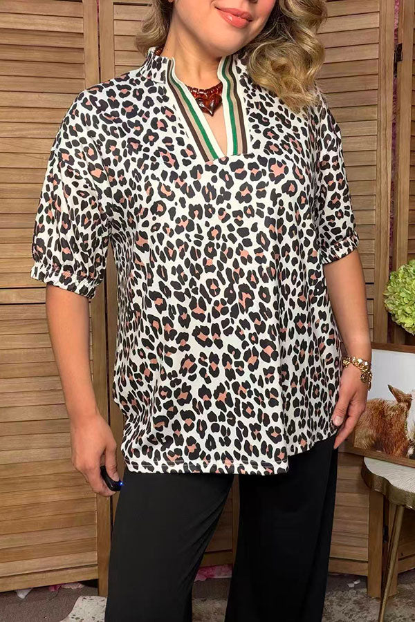 Western leopard print short sleeve women's boutique top Southern Stitch HQ17594
