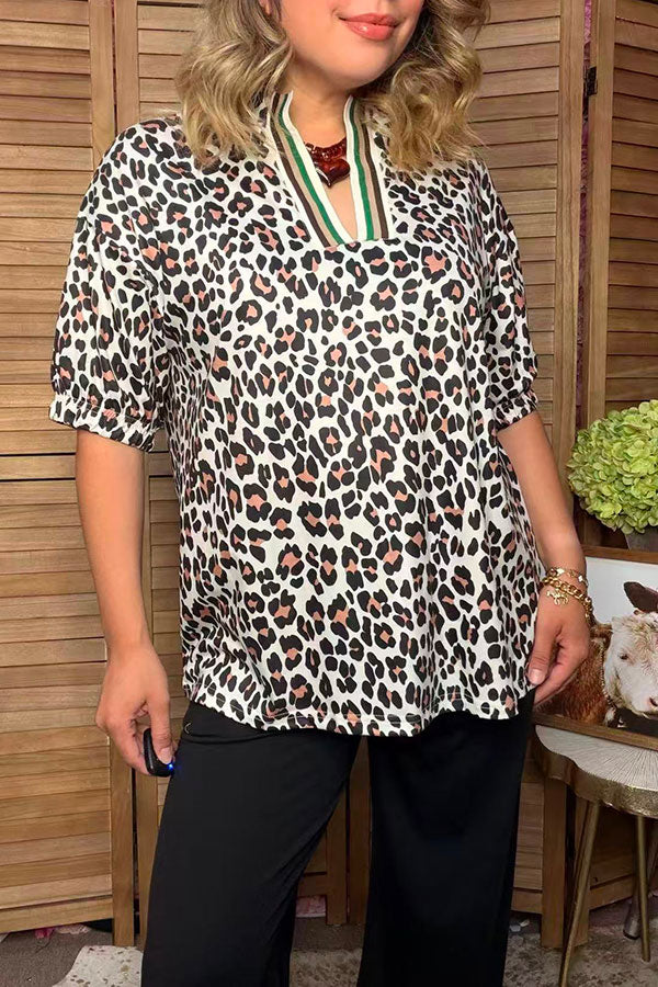 Western leopard print short sleeve women's boutique top Southern Stitch HQ17594