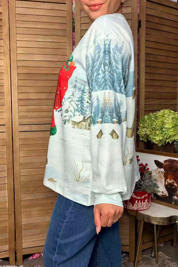 Christmas Santa winter scene women's boutique top Southern Stitch HQ17658