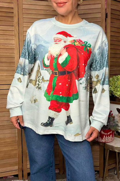Christmas Santa winter scene women's boutique top Southern Stitch HQ17658