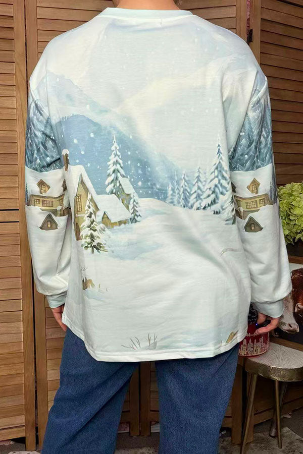 Christmas Santa winter scene women's boutique top Southern Stitch HQ17658
