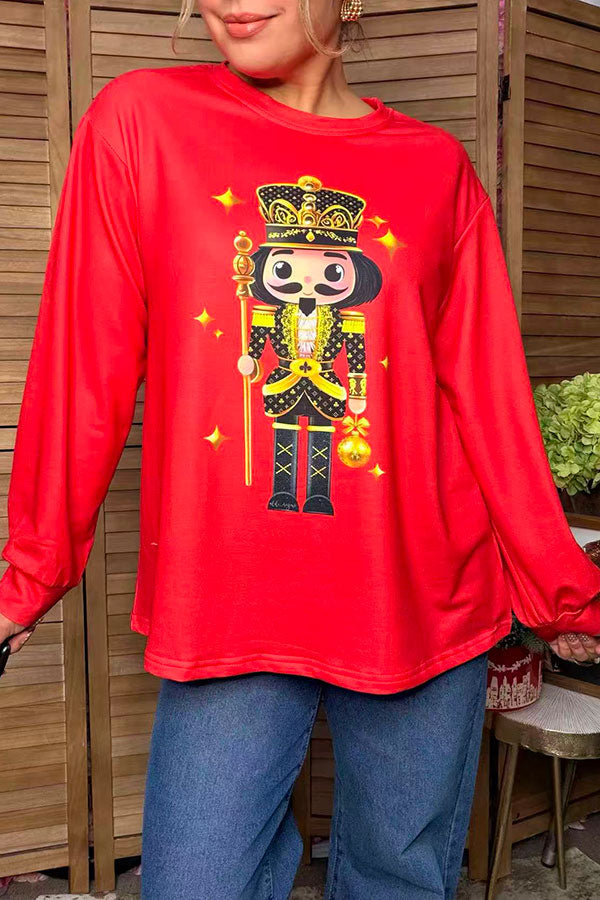 Christmas nutcracket print red women's boutique top Southern Stitch HQ17659