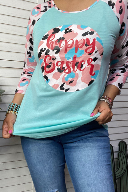 HX6549 Happy easter graphic 3/4 sleeve women t-shirt