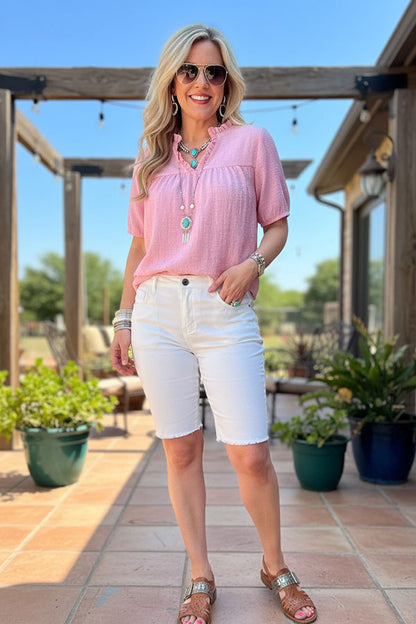 Western White denim fabric bermuda women's boutique shorts J197