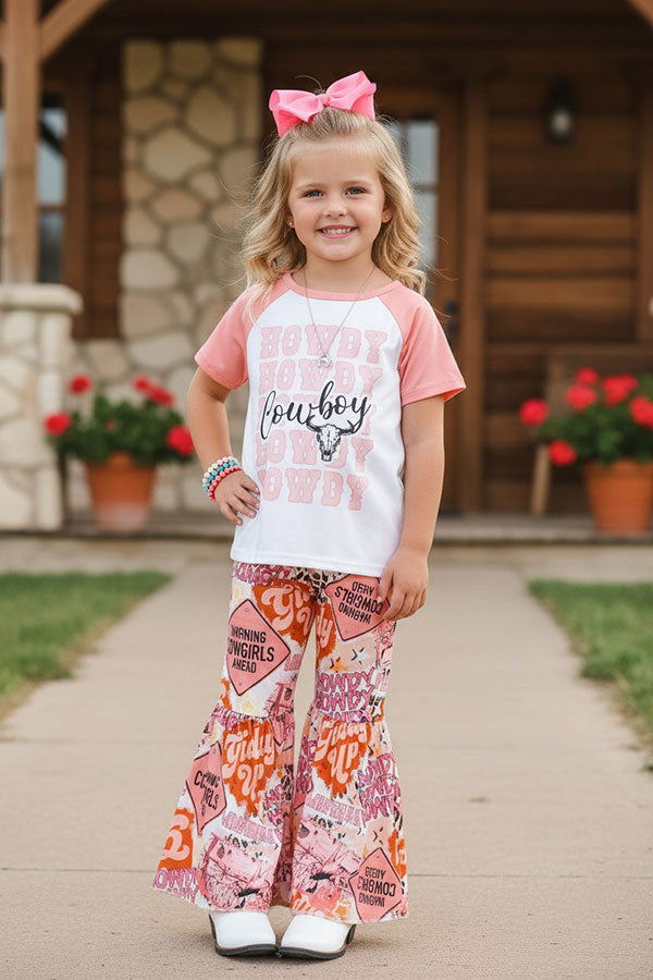 Western HOWDY COWBOY printed top & pant girls boutique set LC0013
