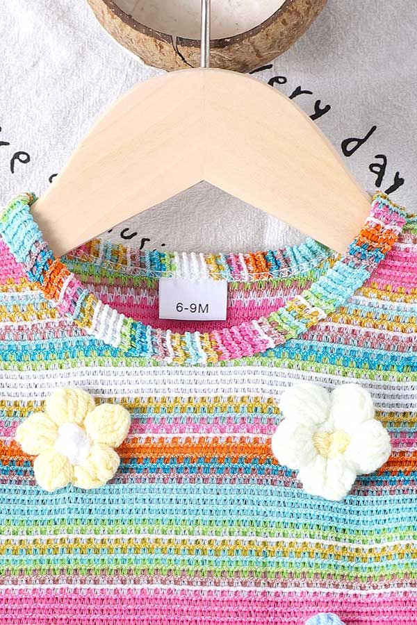 Toddler girl colorful striped knit tank top & shorts set 251277M