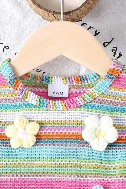 Toddler girl colorful striped knit tank top & shorts set 251277M