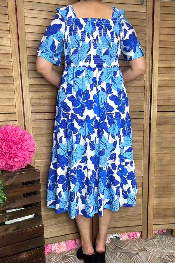 Southern Stitch NEW Blue & White Floral Printed Midi Dress XCH16216
