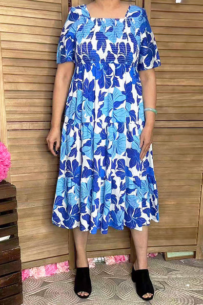 Southern Stitch NEW Blue & White Floral Printed Midi Dress XCH16216