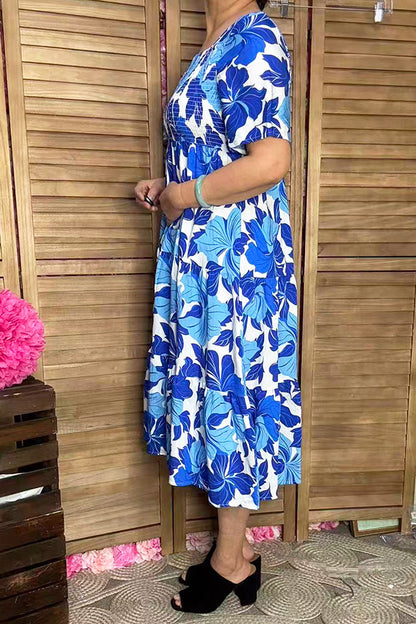 Southern Stitch NEW Blue & White Floral Printed Midi Dress XCH16216