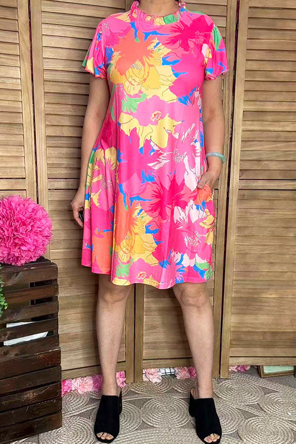 Women's clothing suppliers floral bell short sleeve women dress GJQ15966