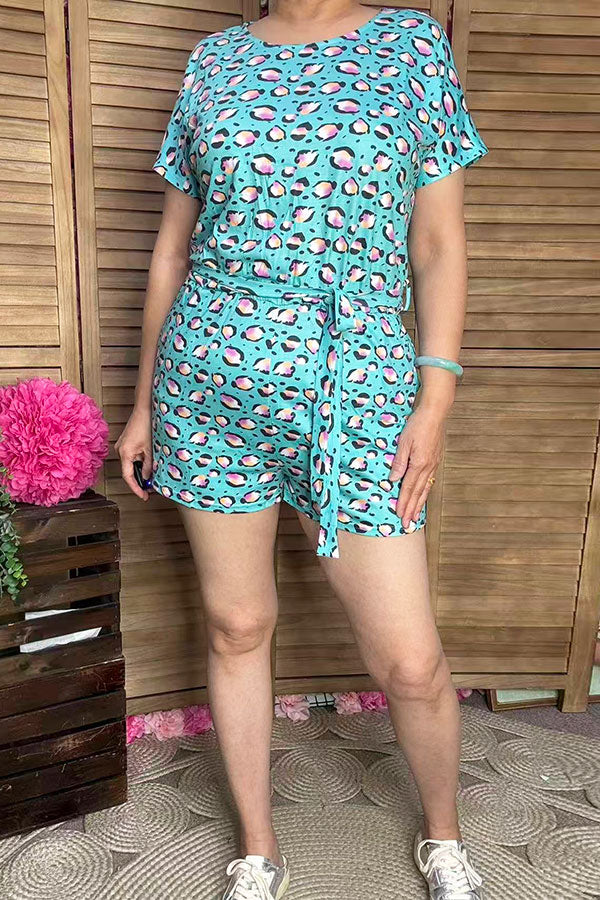 Women's overall jumpsuit wholesale & leopard prints & pockets YMY10833