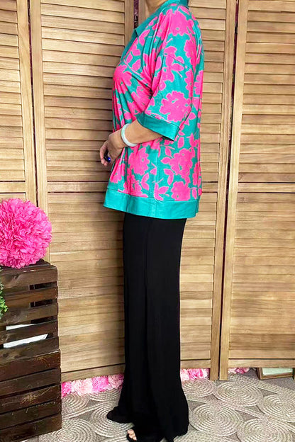 Western Chic turquoise floral women boutique top Southern Stitch GJQ16460