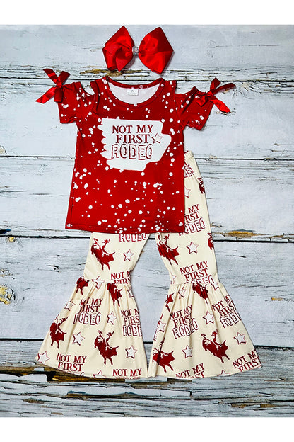 NOT MY FIRST RODEO printed 2pc girl outfit