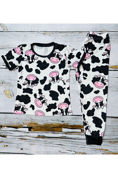 Cute cow face print 2pc short sleeve pajamas DLH0821-4