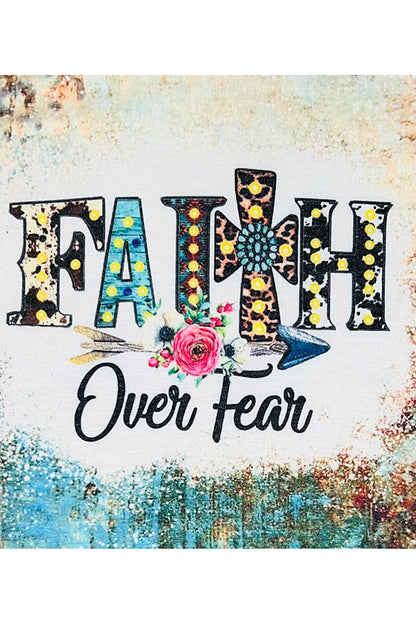 "Faith over fear" bleached short sleeve shirt DLH1017-8