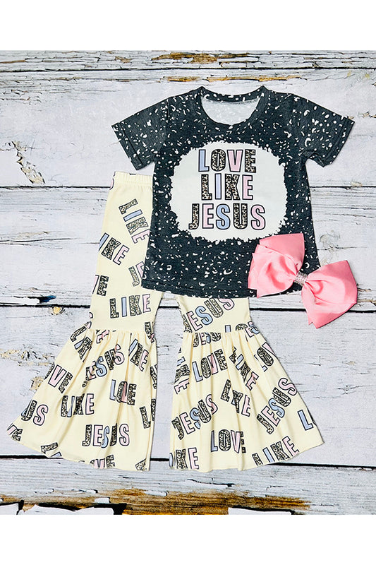 "LOVE LIKE JESUS" top and bell bottoms 2pc girls set DLH0923-21