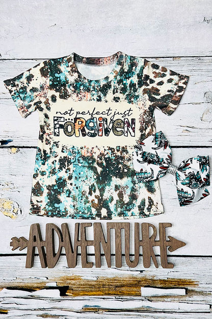 "NOT PERFECT JUST FORGIVEN" bleached short sleeve top D1108-14