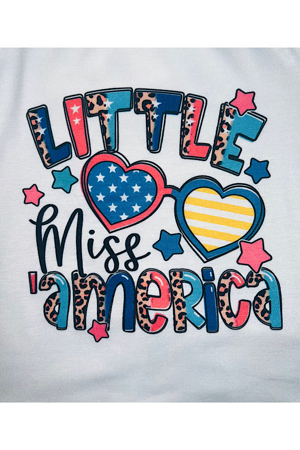 "LITTLE MISS AMERICA" sunflowers & stars patriotic 2pc set XCH0777-24H