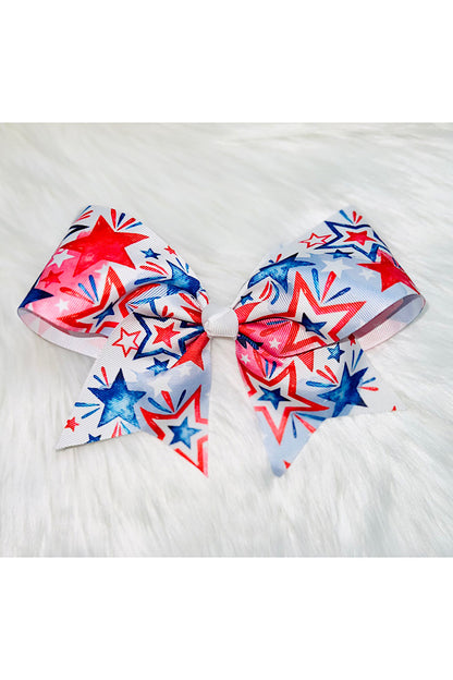 4th of July tie dye w/stars printed 7.5" hair bow (4pcs for $10.00)