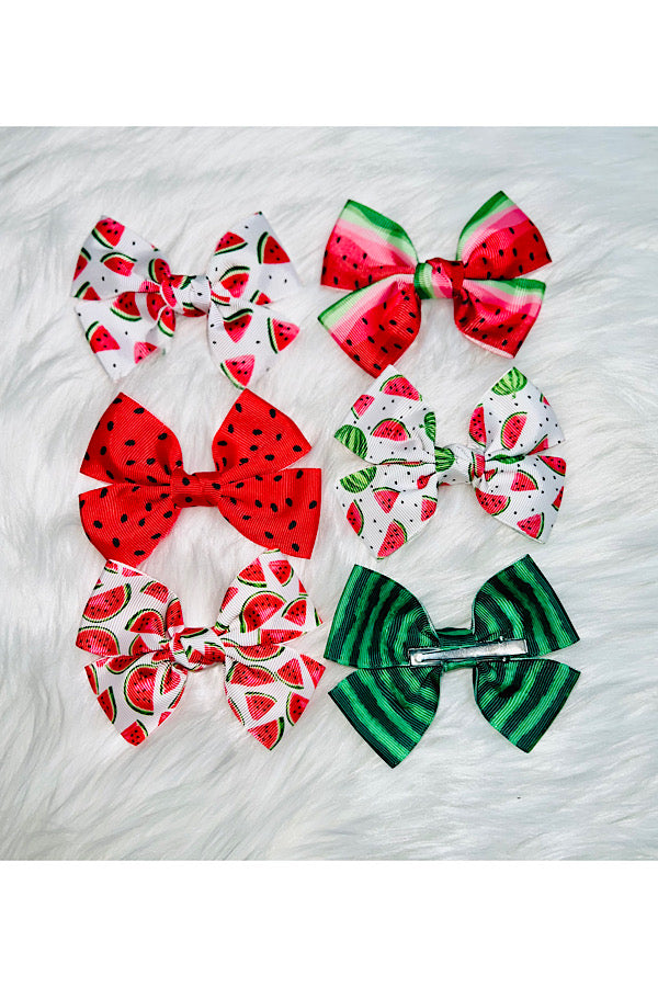 Watermelon print 3"hairbows (set of 6pcs for $4.99)