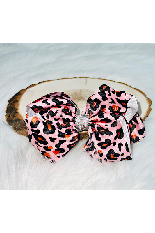 Pink cheetah double layer rhinestone hairbow (set of 4pcs for $10.00)