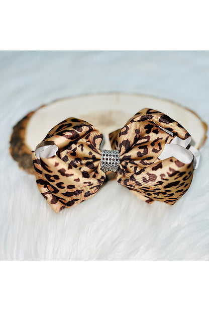 Cheetah double layer rhinestone hairbow (set of 4pcs for $10.00)