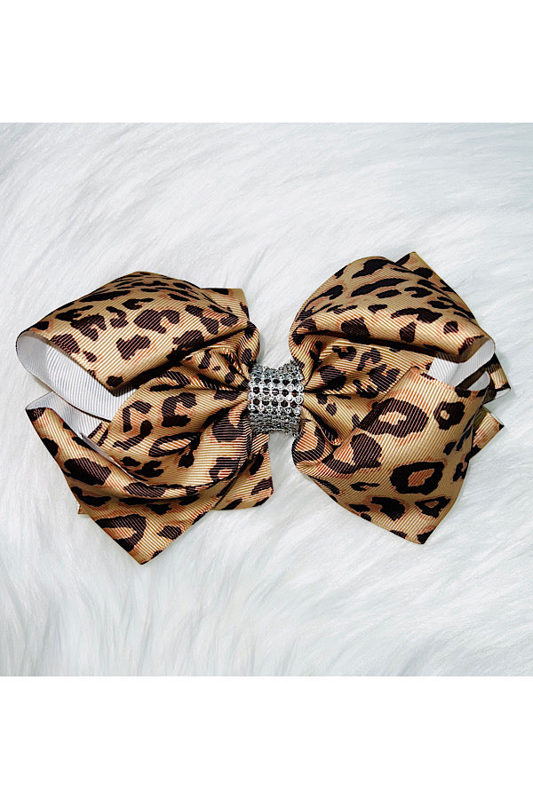 Cheetah double layer rhinestone hairbow (set of 4pcs for $10.00)