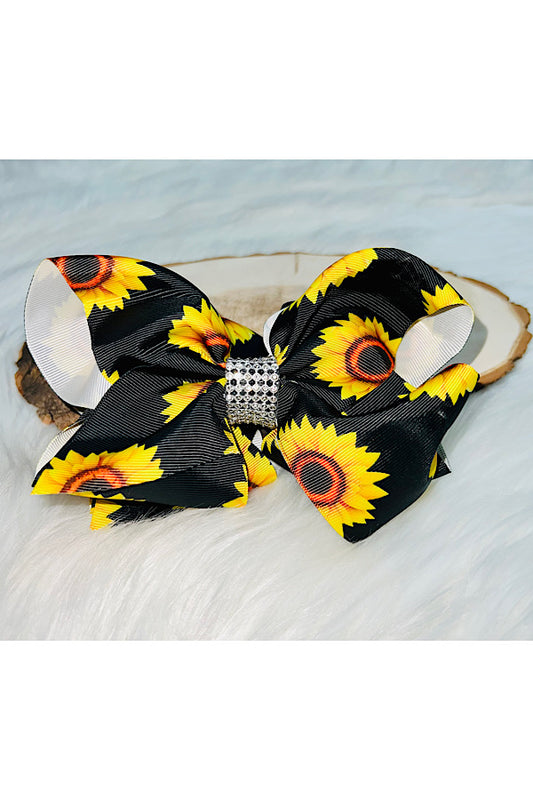 Sunflower double layer rhinestone hairbow (set of 4pcs for $10.00)