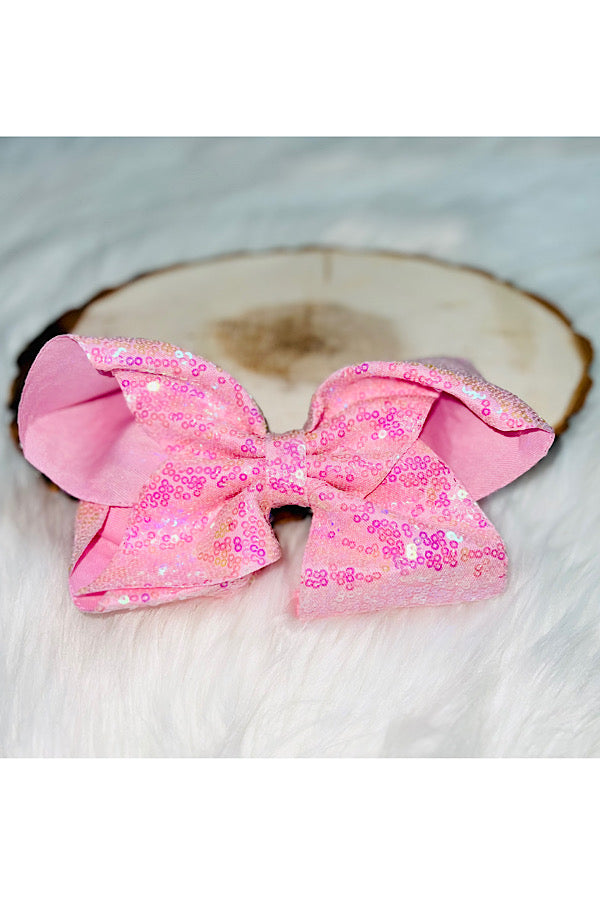 Pink sequin hairbow (set of 4pcs for $10.00)