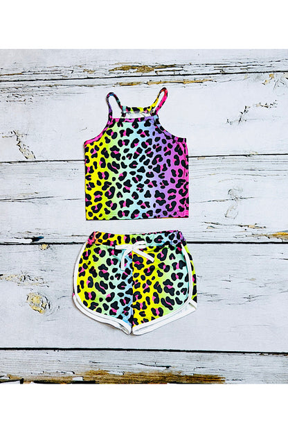 Multicolor cheetah & stripped print sleeveless sets (2 sets bundle) DLH2403