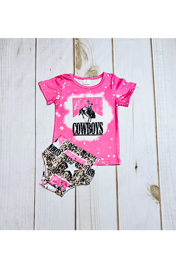 "COWBOYS" pink & snake print baby bloomer set