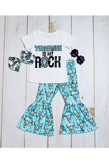 "TURQUOISE IS MY ROCK" girls 2pc set 1154WY