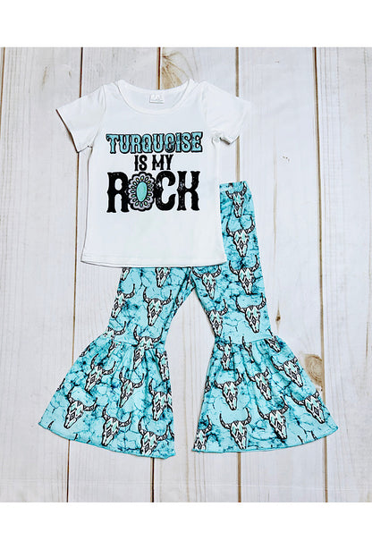 "TURQUOISE IS MY ROCK" girls 2pc set 1154WY