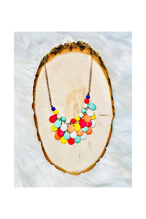 Turquoise & multi color girls necklace w/matching earrings set