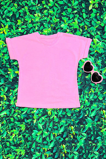 Western pink basic short sleeves girls boutique top DLH2501