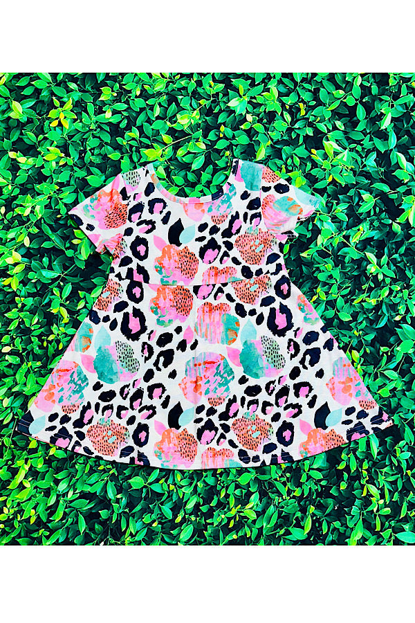 Pink cheetah girls short sleeve dress XCH0555-5H