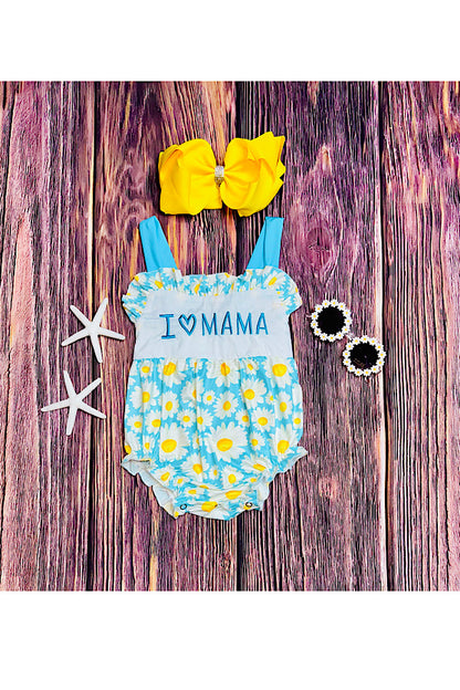 Embroidered "I LOVE MAMA" daisies baby romper DLH2413