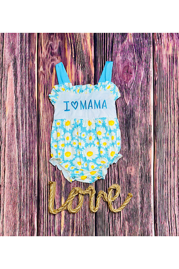 Embroidered "I LOVE MAMA" daisies baby romper DLH2413
