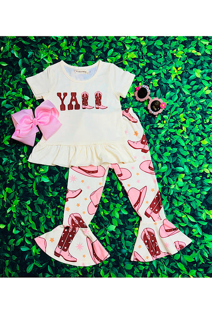 "YALL" western boots & hat girls 2pc set XCH0666-12H