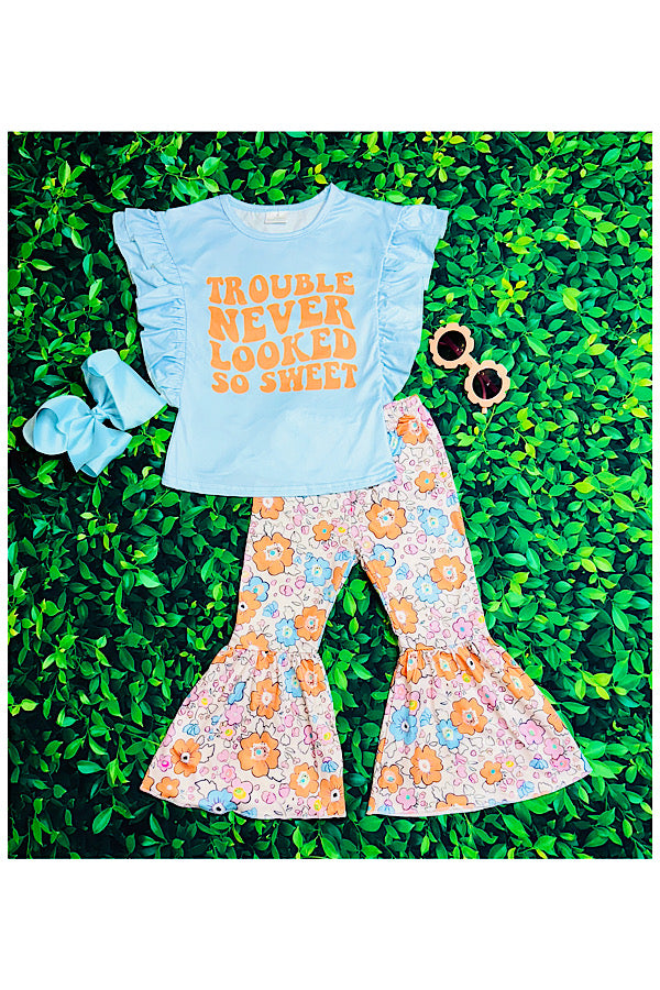"TROUBLE NEVER LOOKED SO SWEET" girls 2pc set